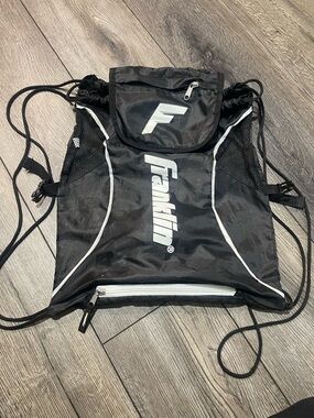 Franklin Black Drawstring Sports Backpack with White Accents
